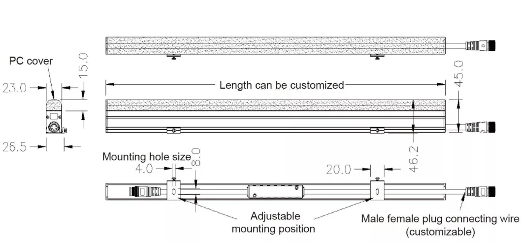 Outdoor Building Outline Lighting Aluminum Profile 15W RGB DMX Slim LED Linear Bar for Facade Light