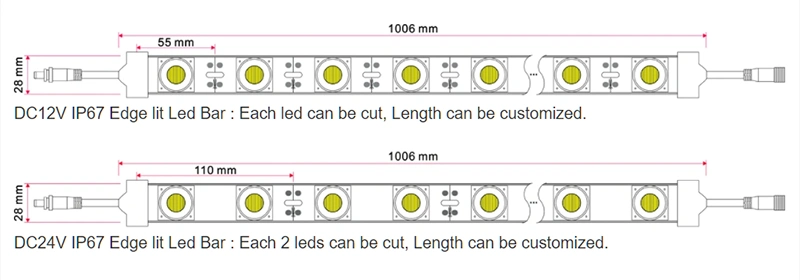 DC24V/12V 3030 LED Edgelight Rigid Bar Used for Double Light Box